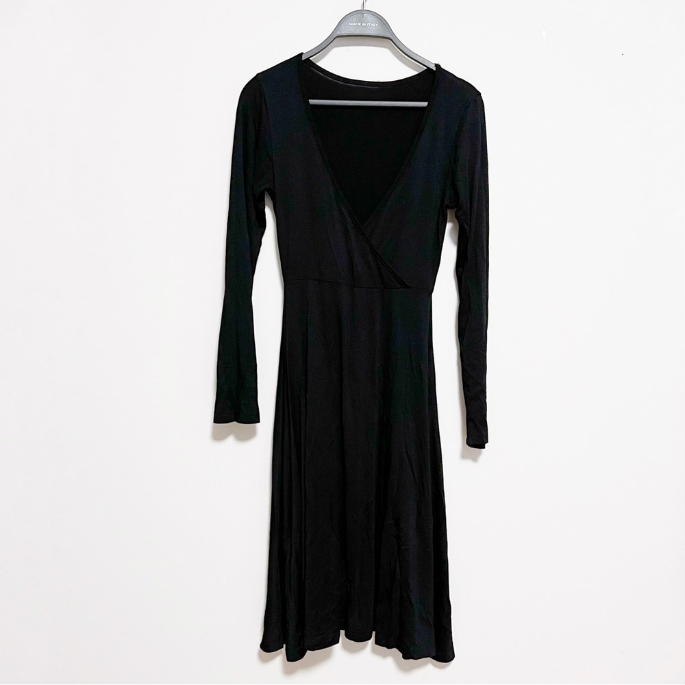 Black Jersey V Neck Dress